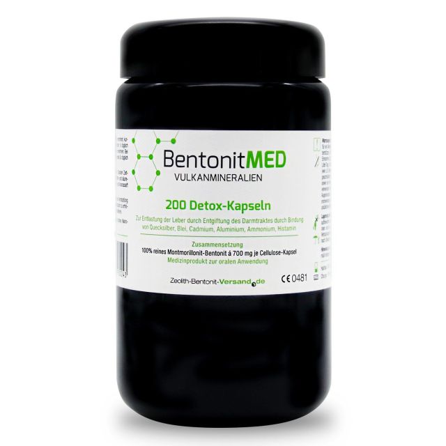 Bentonite MED 200 Detox-Capsule vetro violetto, Dispositivo medico