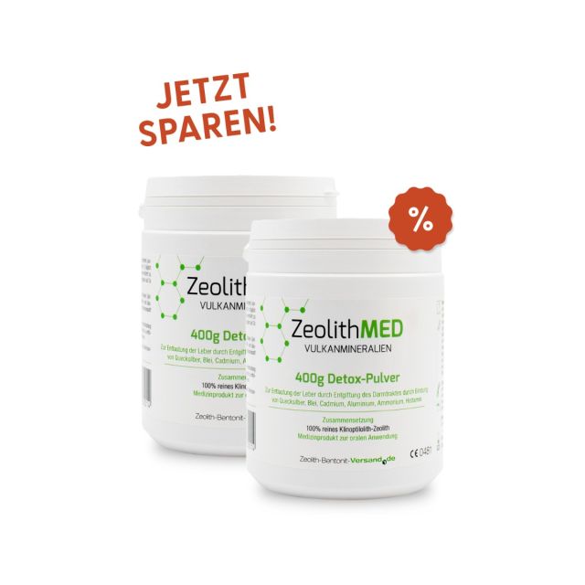 2x Zeolith MED Detox-Pulver 400g für 40 Tage im Sparpack, zur inneren Anwendung