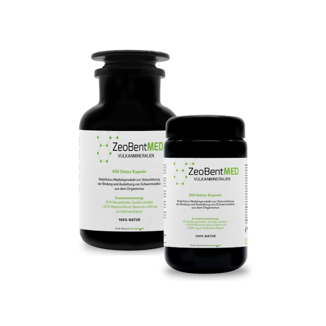 ZeoBentMED 200 + 600 cápsulas detox en envase económico, producto sanitario con certificado CE