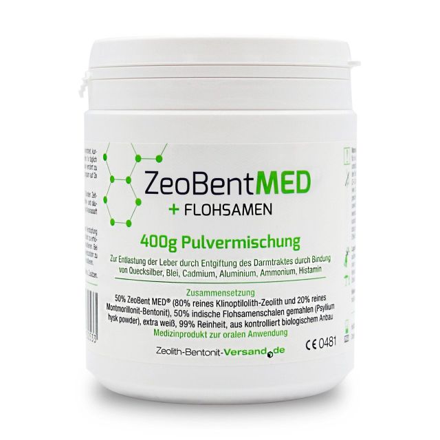 ZeoBentMED + Psyllium seed, 400g powder mixture, Medical device