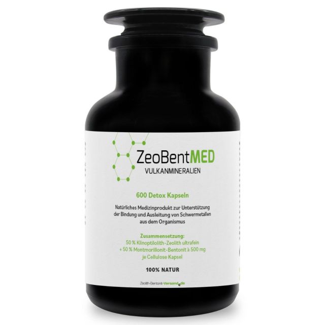 ZeoBentMED 600 cápsulas de desintoxicación en vidrio de Miron violeta, producto sanitario con certificado CE