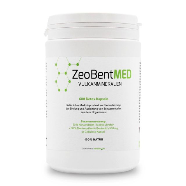 ZeoBentMED 600 cápsulas de desintoxicación, producto sanitario con certificado CE