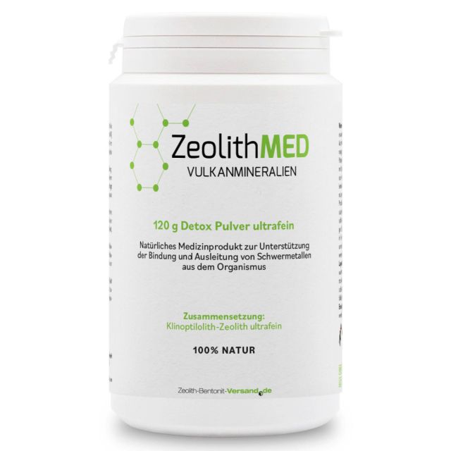 ZeolithMED polvo detox ultrafino 120g, producto sanitario con certificado CE
