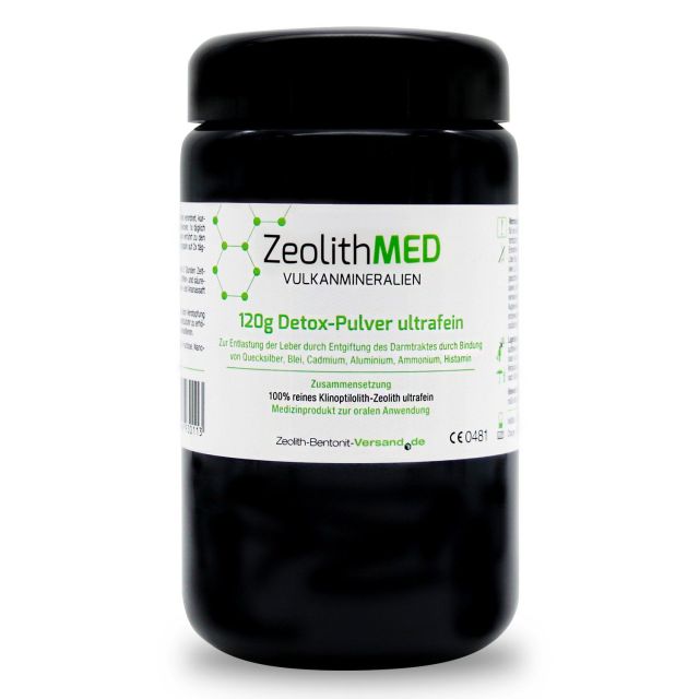 Zeolite MED Detox-Polvere ultrafina 120g vetro violetto, Dispositivo medico